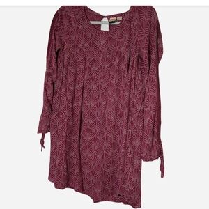 Pre-ownd Roxy Women Dress in Burgundy and White Pattern